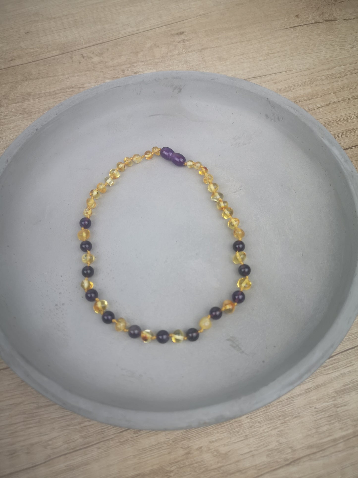 Bernsteinkette 32cm Lemon Amethyst