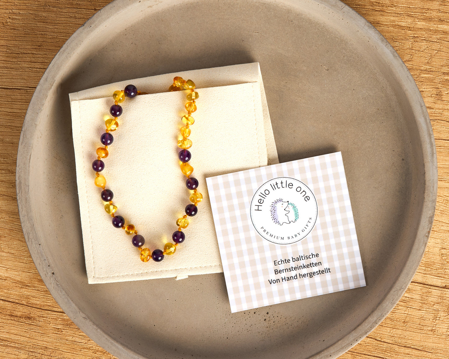 Bernsteinkette 32cm Lemon Amethyst