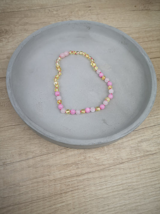 Bernsteinkette 32cm Zitronen Rosé
