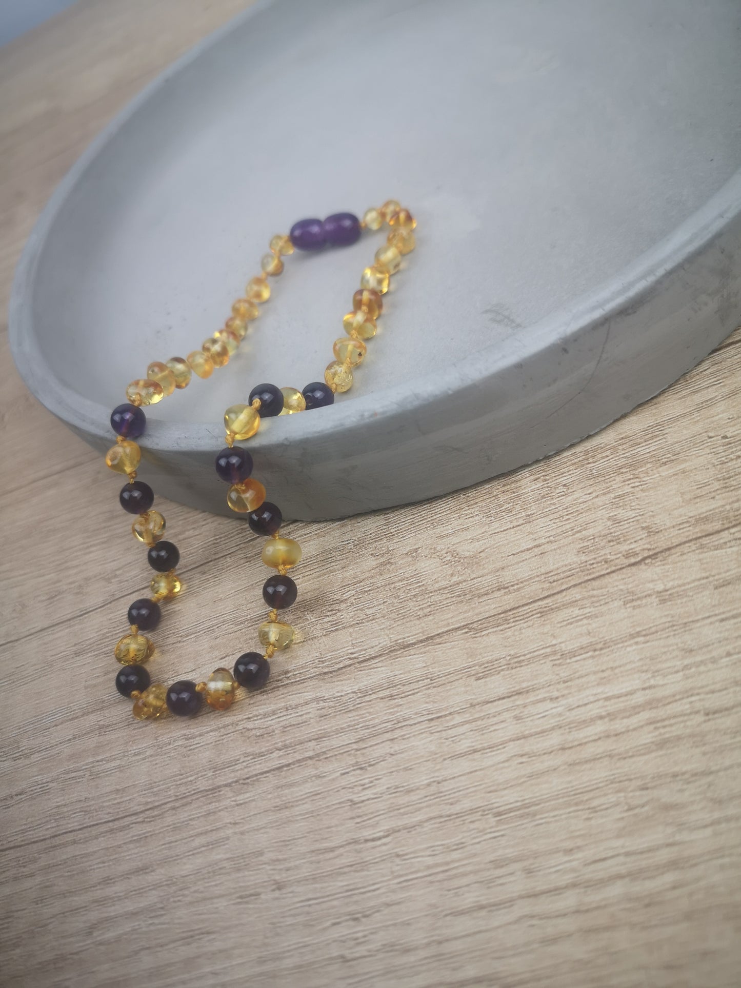 Bernsteinkette 32cm Lemon Amethyst